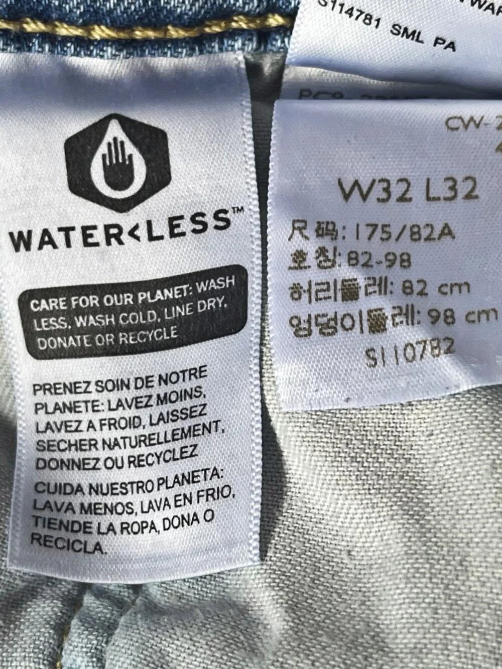 Levi’s 502 Regular Tapered Jeans 32x32 Light Wash Denim Blue WaterLess